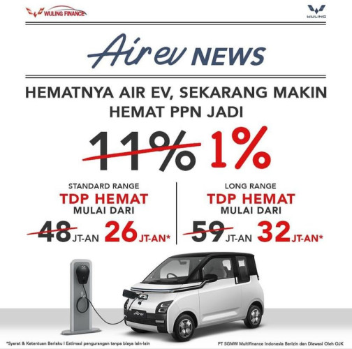 Promo Wuling Finance Air Ev Subsidi PPN 10%